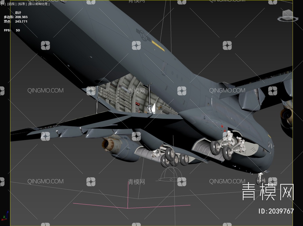 C17运输机环球霸王大型战略战术运输机带驾驶舱控制台机舱门可开关3D模型下载【ID:2039767】