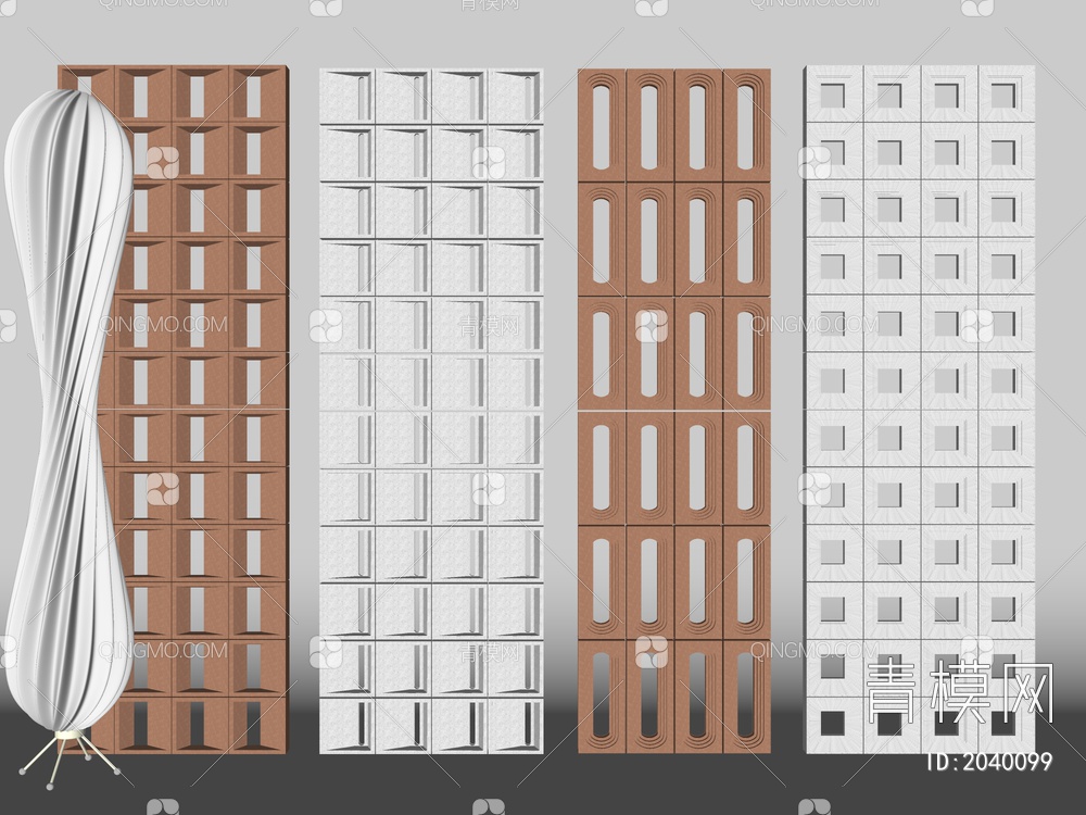 空心砖景墙围墙隔断SU模型下载【ID:2040099】