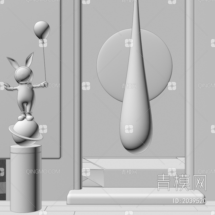 水滴雕塑3D模型下载【ID:2039520】