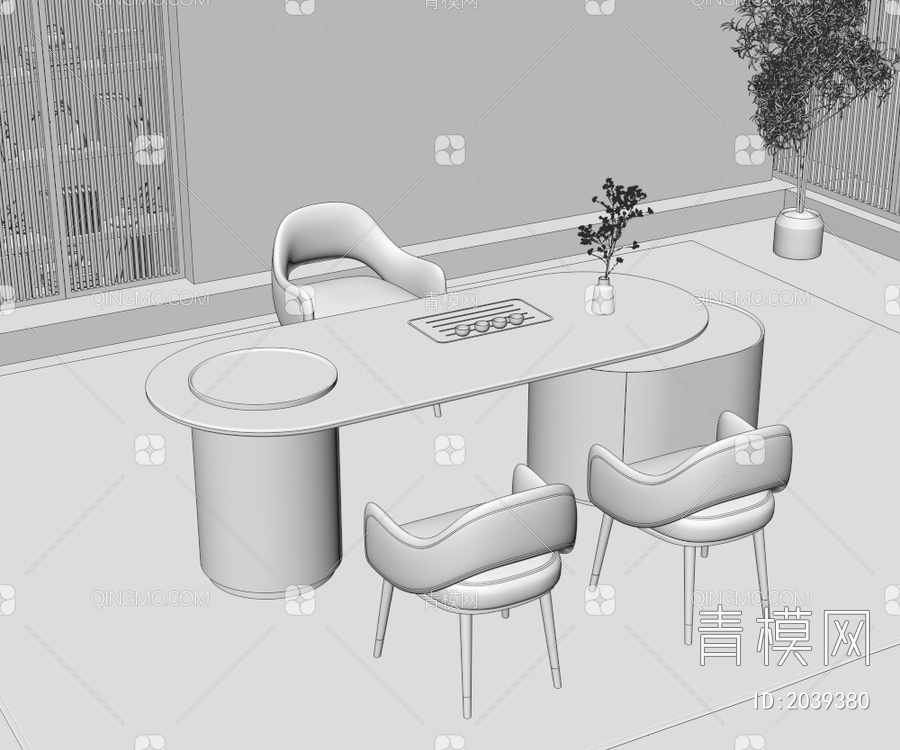 茶台 餐桌椅组合 饰品 摆件3D模型下载【ID:2039380】