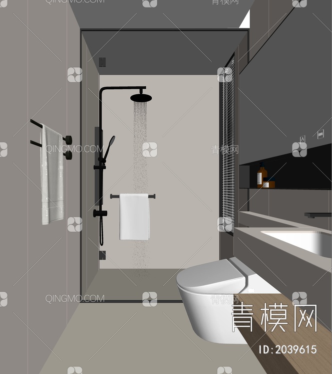 卫生间 浴室SU模型下载【ID:2039615】