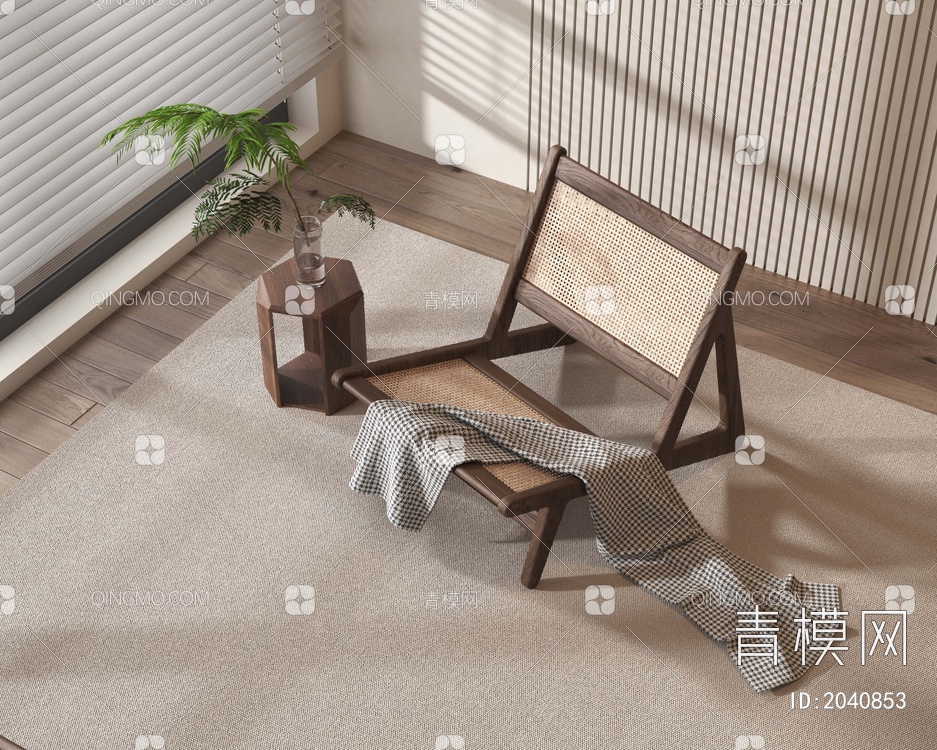 单椅 边几组合3D模型下载【ID:2040853】