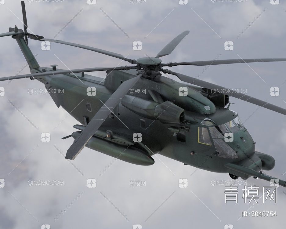 MH53海龙直升机低配版3D模型下载【ID:2040754】