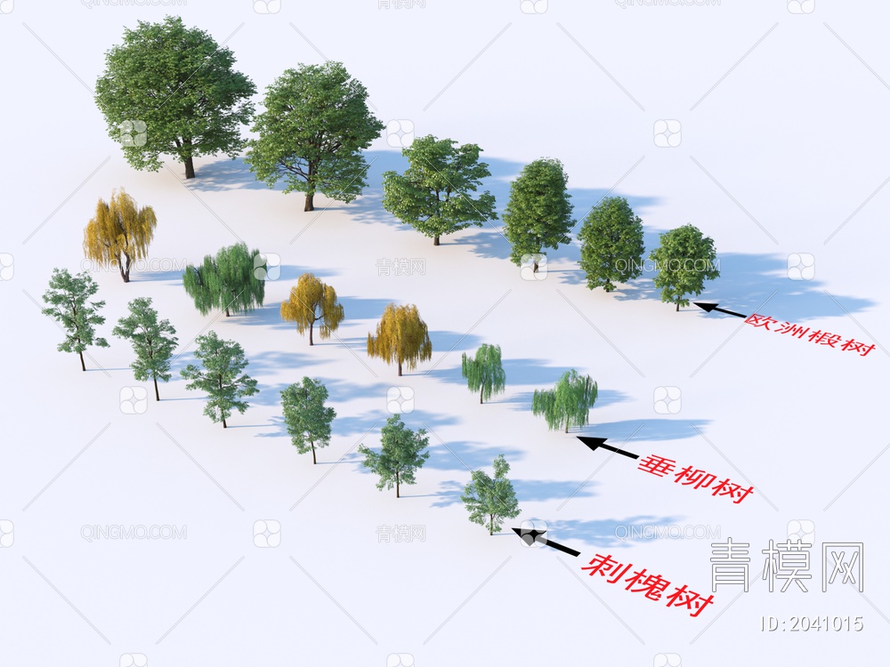 18棵树 植物树合集3D模型下载【ID:2041015】