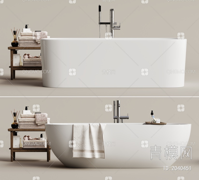浴缸 浴盆组合3D模型下载【ID:2040451】