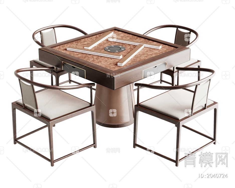麻将桌椅组合3D模型下载【ID:2040724】
