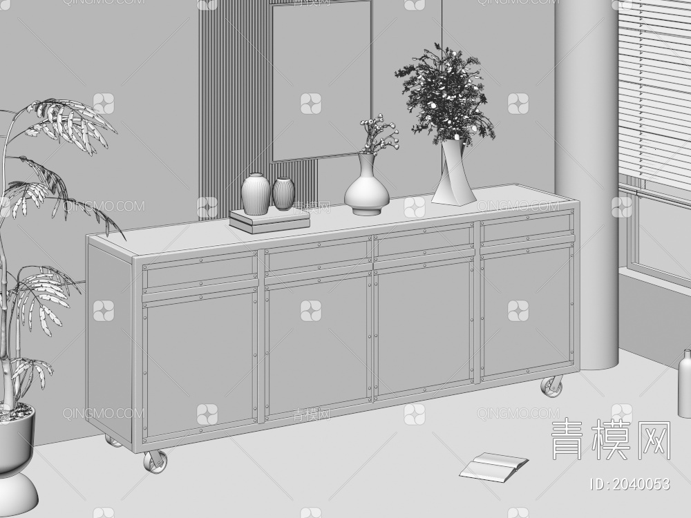 储物柜 边柜 餐边柜 柜子3D模型下载【ID:2040053】