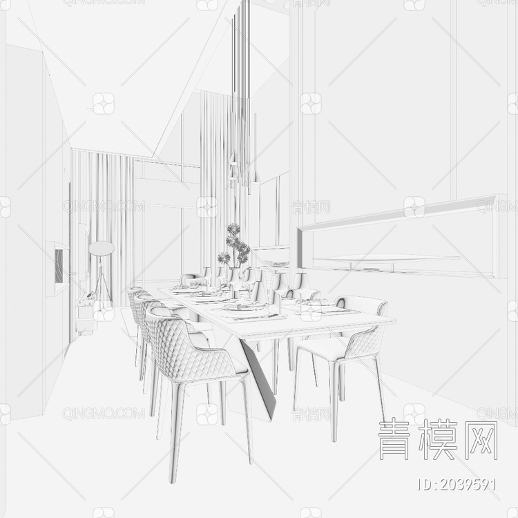 楼中楼餐厅3D模型下载【ID:2039591】