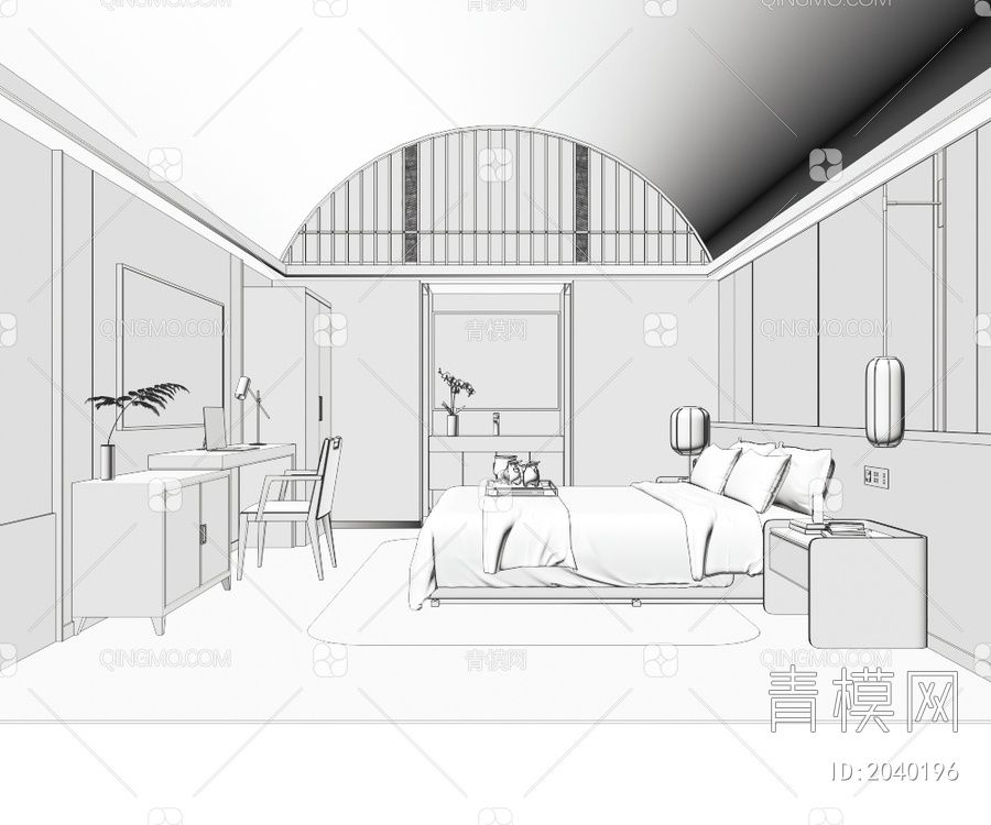 客房，民宿客房，酒店客房3D模型下载【ID:2040196】