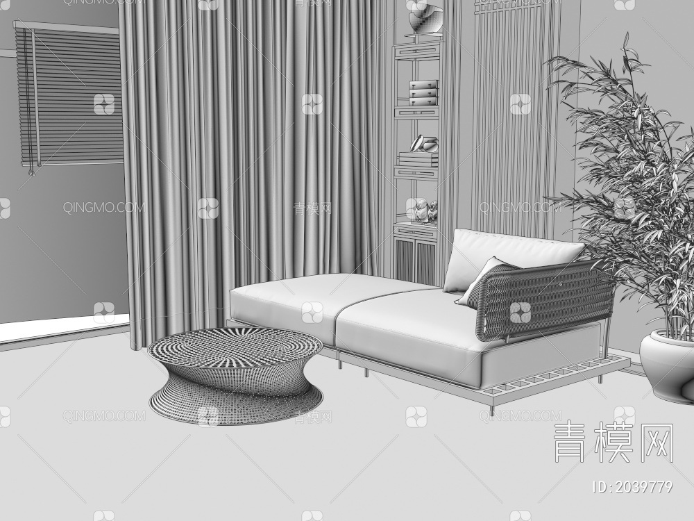 双人沙发3D模型下载【ID:2039779】
