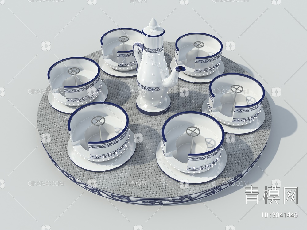 咖啡杯转盘 旋转咖啡杯游乐设备3D模型下载【ID:2041445】