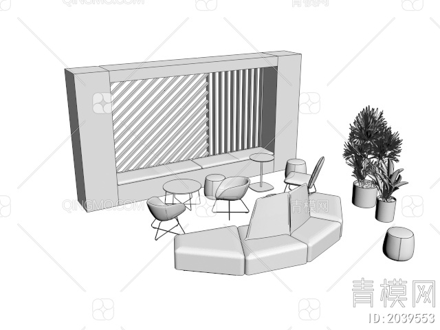 休闲沙发 卡座沙发3D模型下载【ID:2039553】