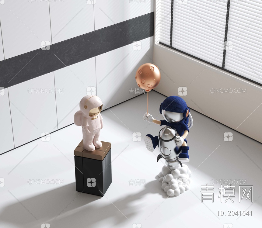 宇航员雕塑摆件3D模型下载【ID:2041541】