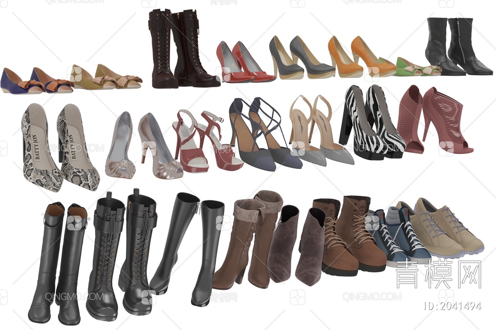 鞋 鞋子 高跟鞋 皮鞋 休闲鞋 运动鞋 靴子3D模型下载【ID:2041494】