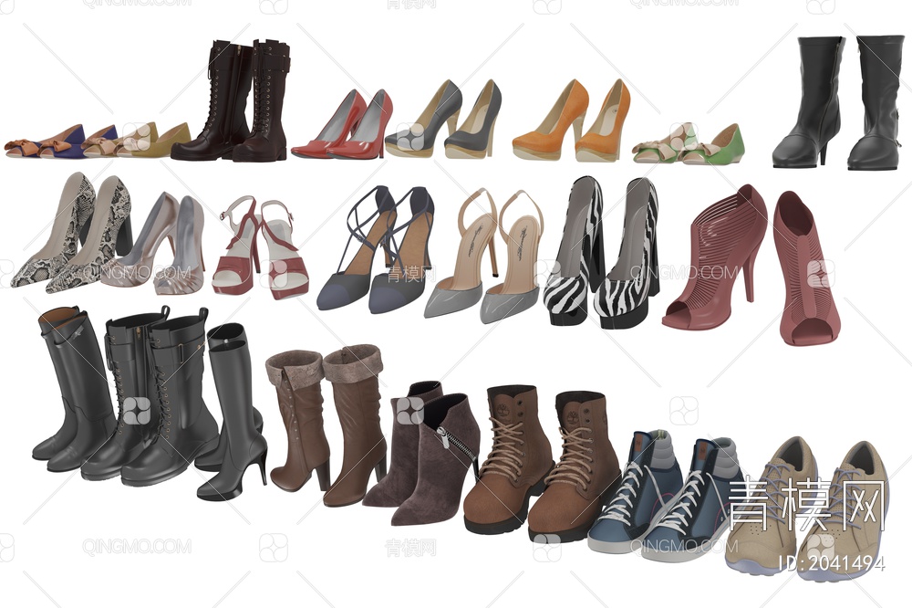 鞋 鞋子 高跟鞋 皮鞋 休闲鞋 运动鞋 靴子3D模型下载【ID:2041494】