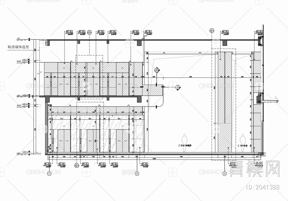 办公楼大堂及公区电梯厅施工图  大堂 电梯厅 公区 走道 卫生间【ID:2041388】