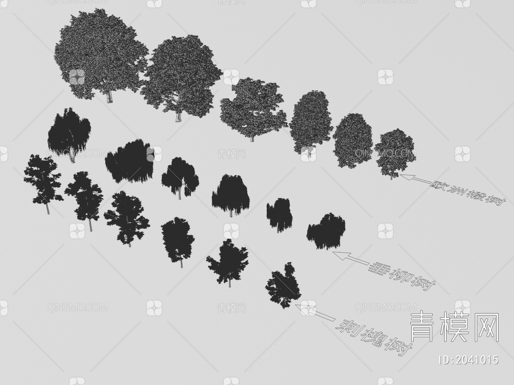 18棵树 植物树合集3D模型下载【ID:2041015】