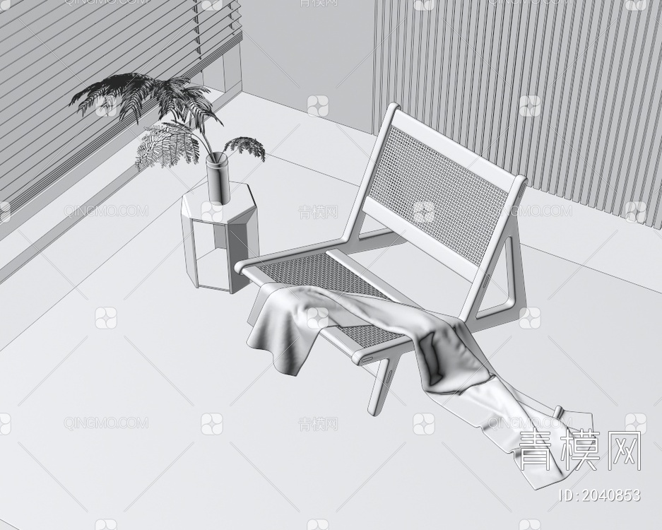 单椅 边几组合3D模型下载【ID:2040853】