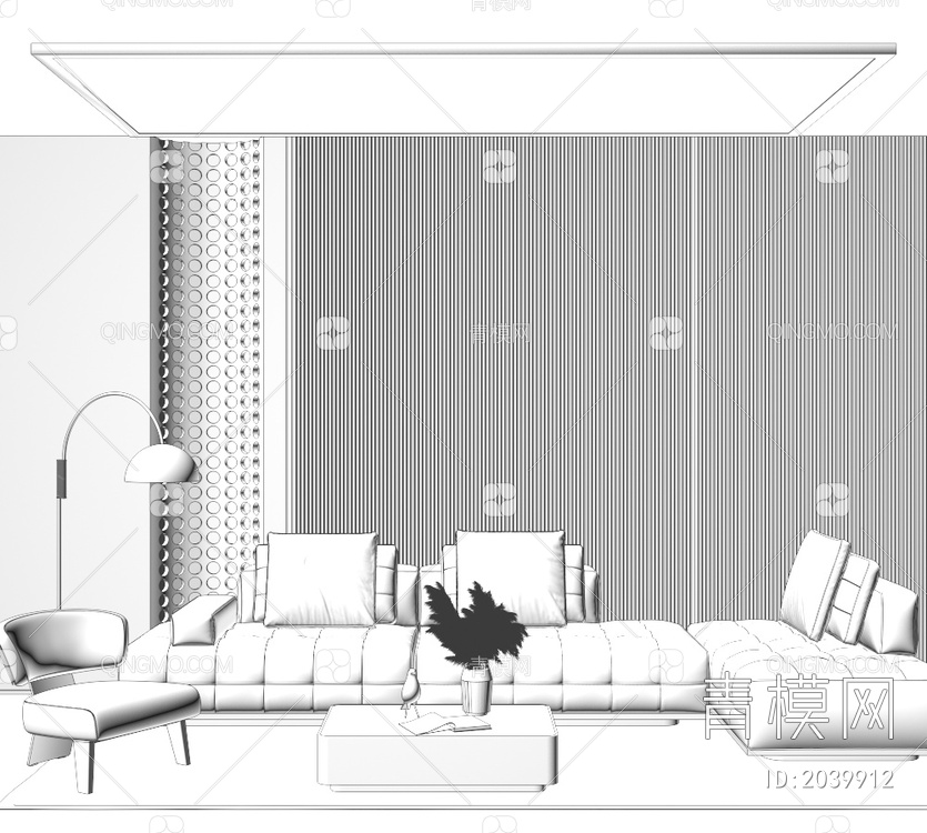 室内沙发茶几组合3D模型下载【ID:2039912】