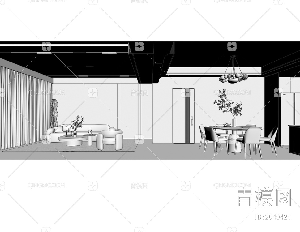 家居客餐厅3D模型下载【ID:2040424】