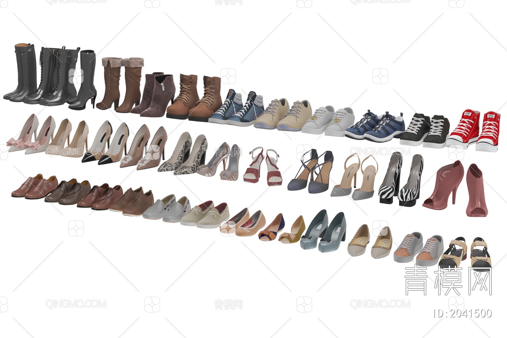 鞋子 高跟鞋 皮鞋 休闲鞋 运动鞋 靴子3D模型下载【ID:2041500】