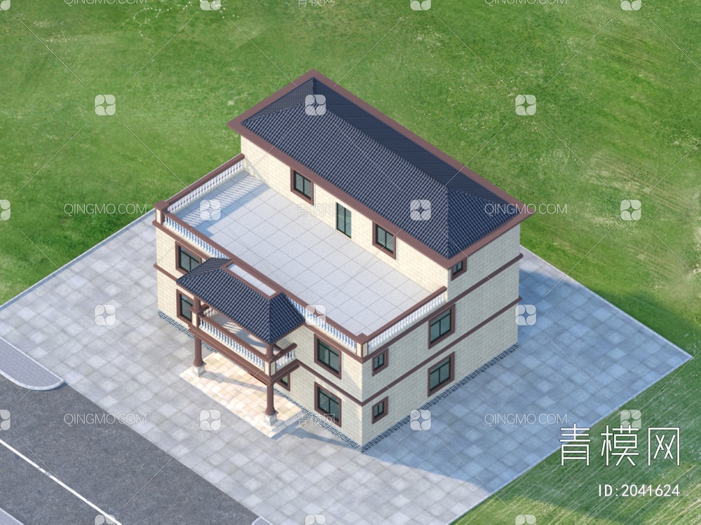 别墅 私宅 建筑 效果图3D模型下载【ID:2041624】