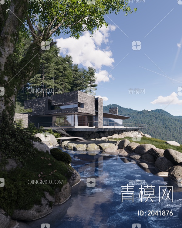 超写实森林别墅景观3D模型下载【ID:2041876】