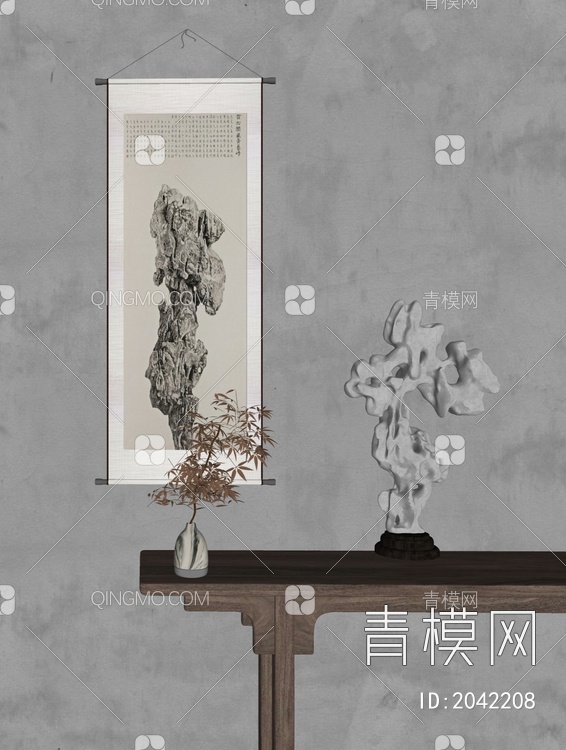 太湖石雕塑SU模型下载【ID:2042208】