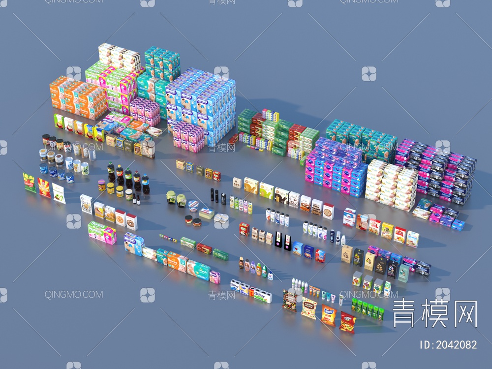 超市商品 生活用品 日用百货3D模型下载【ID:2042082】