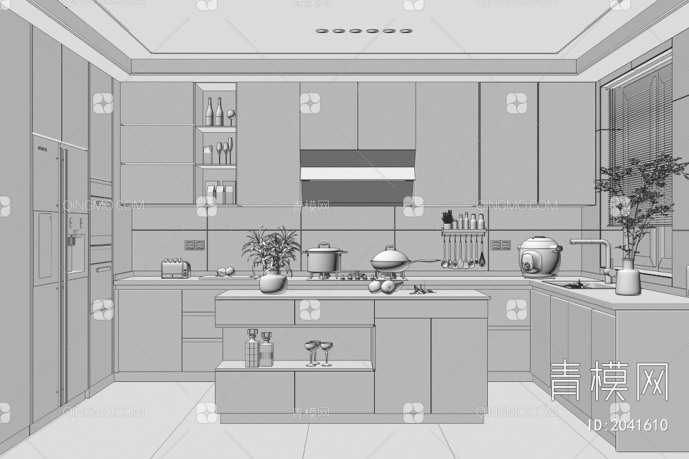 厨房 橱柜3D模型下载【ID:2041610】