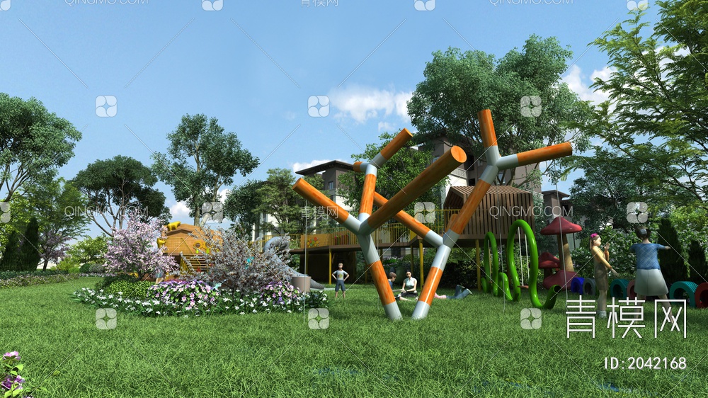 户外公园 儿童游乐园3D模型下载【ID:2042168】