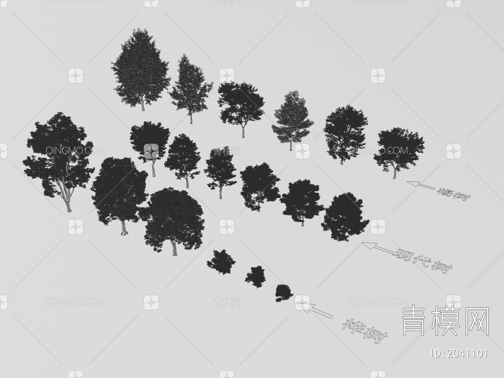 18棵树 植物树合集3D模型下载【ID:2041101】