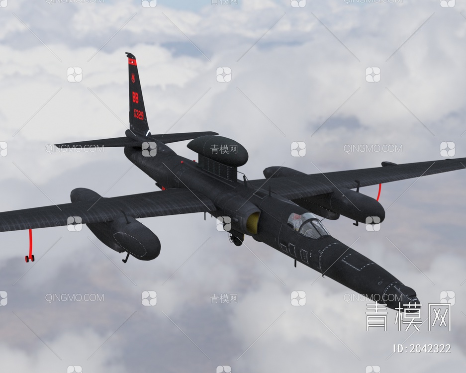 U2侦察机单座单发高空侦察机低配版3D模型下载【ID:2042322】