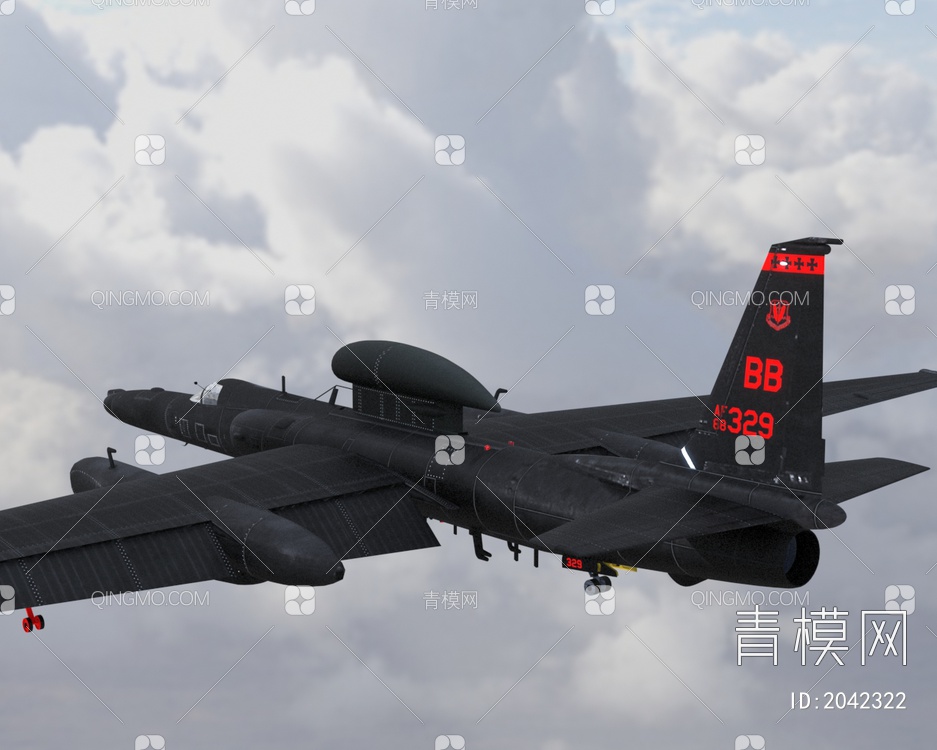 U2侦察机单座单发高空侦察机低配版3D模型下载【ID:2042322】