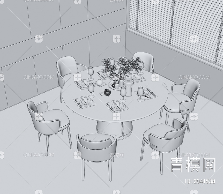 餐桌椅3D模型下载【ID:2041538】