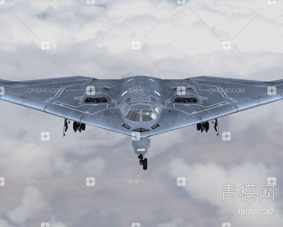 B2轰炸机低可侦测性飞翼式轰炸机3D模型下载【ID:2042282】