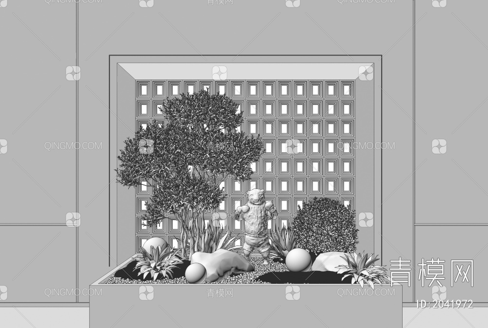 植物造景组合3D模型下载【ID:2041972】