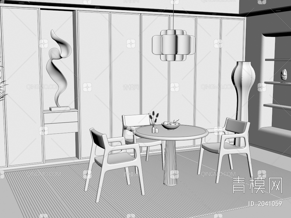 餐厅 餐桌椅3D模型下载【ID:2041059】
