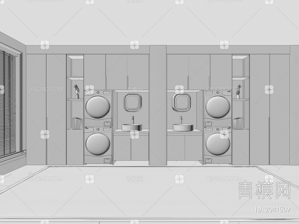 阳台洗衣机柜 一体化洗衣机烘干机3D模型下载【ID:2041509】
