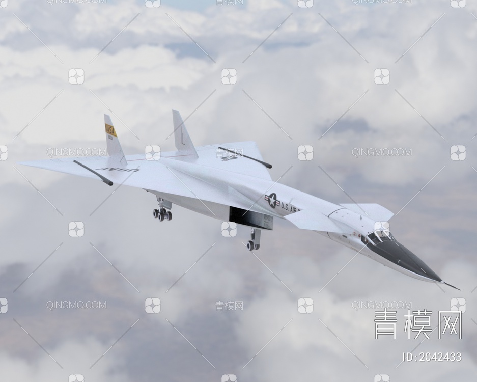 XB70轰炸机高空高速战略轰炸机低配版3D模型下载【ID:2042433】