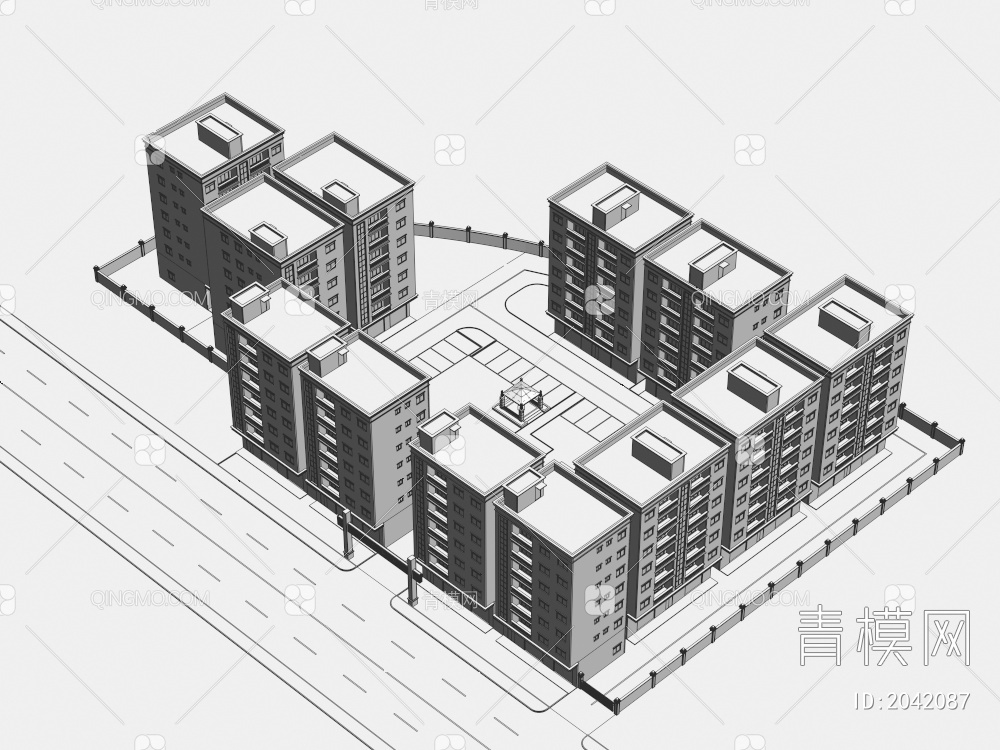 住宅楼 私宅 建筑3D模型下载【ID:2042087】