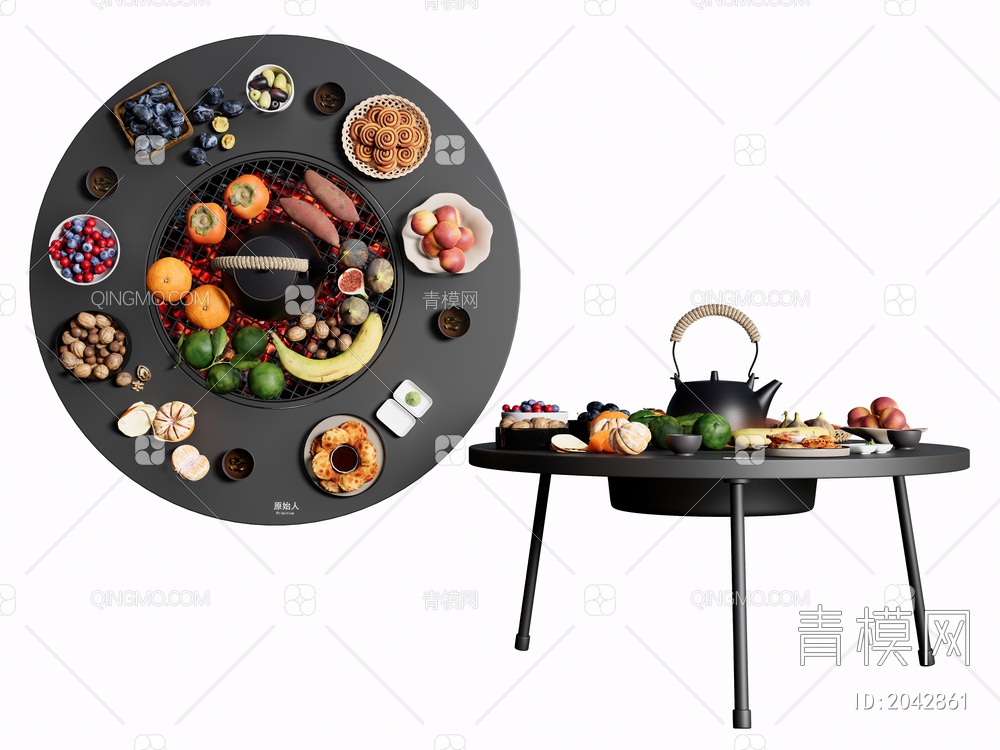 烧烤架 火炉 围炉煮茶 水果 食物3D模型下载【ID:2042861】
