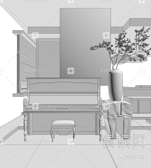 钢琴室3D模型下载【ID:2042102】