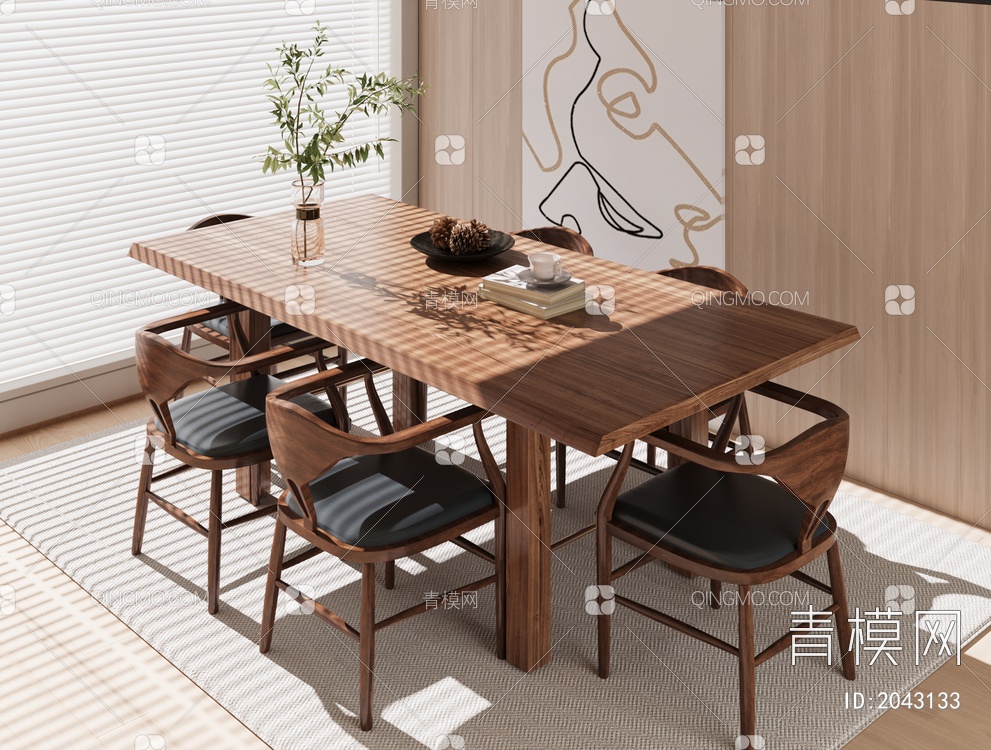 餐厅 餐桌椅组合3D模型下载【ID:2043133】