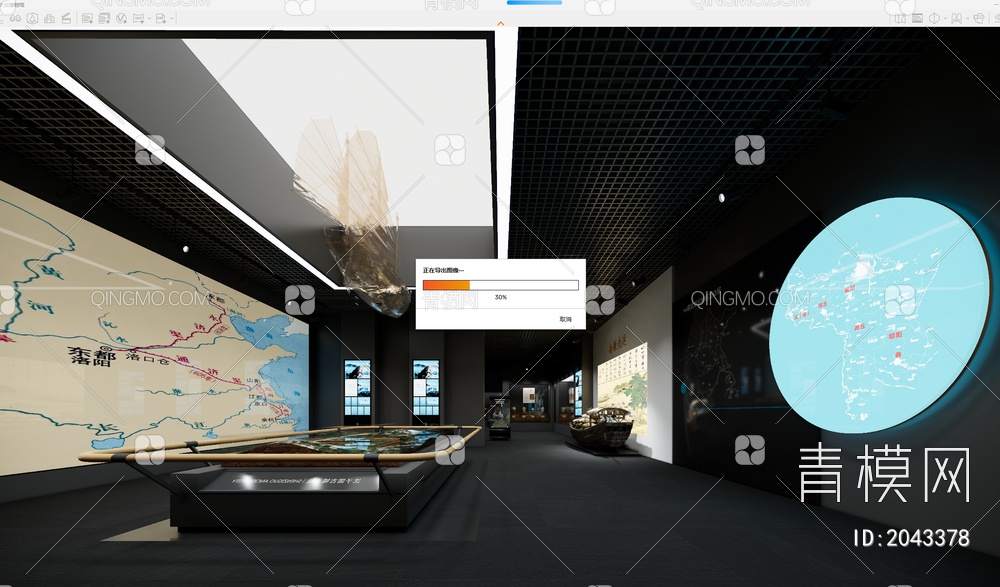 博物馆内部SU模型下载【ID:2043378】