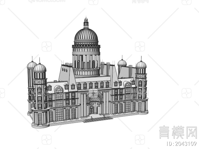 建筑 酒店城堡3D模型下载【ID:2043109】