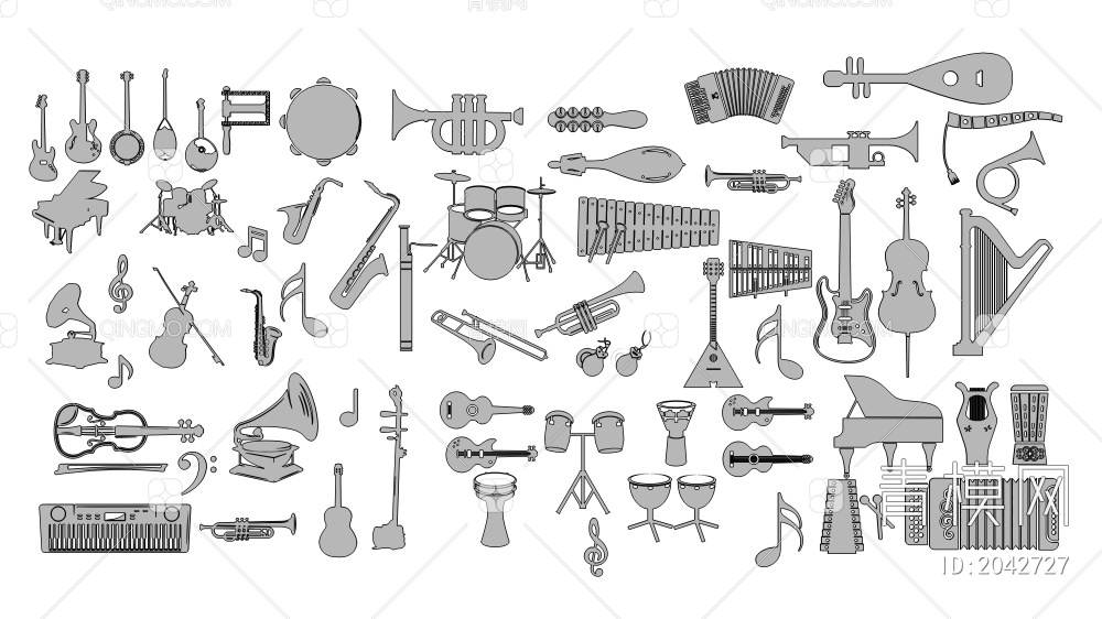 乐器 墙饰3D模型下载【ID:2042727】