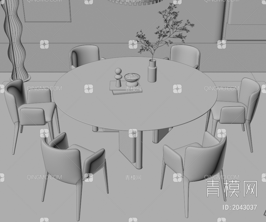 餐桌椅组合3D模型下载【ID:2043037】