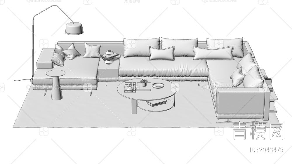 沙发座椅茶几摆件组合 多人沙发 单人沙发3D模型下载【ID:2043473】