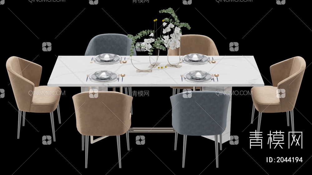 家具 餐桌餐椅组合3D模型下载【ID:2044194】